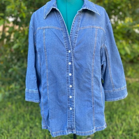 amx Jackets & Blazers - Plus Size Button Up Denim Jean Shacket 2X